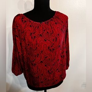 3/$15 Michael Kors Red Paisley Women's Top size small